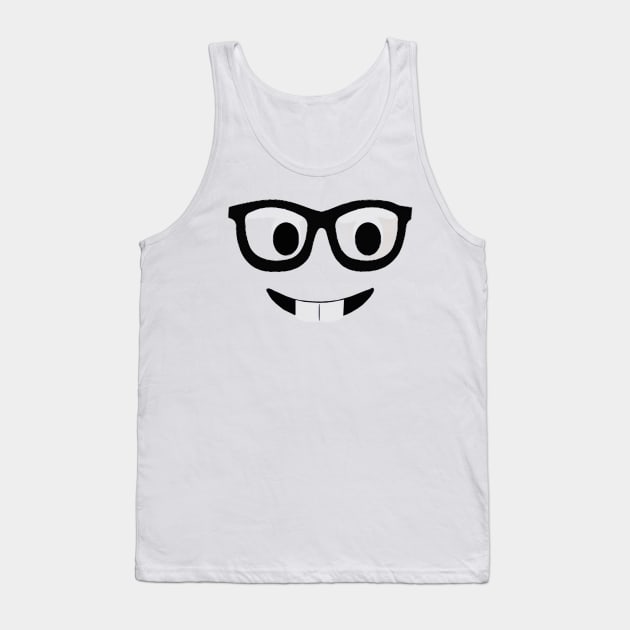 Emoji Shirt Costume Buck Teeth Emoji Nerd Glasses Tank Top by williamarmin